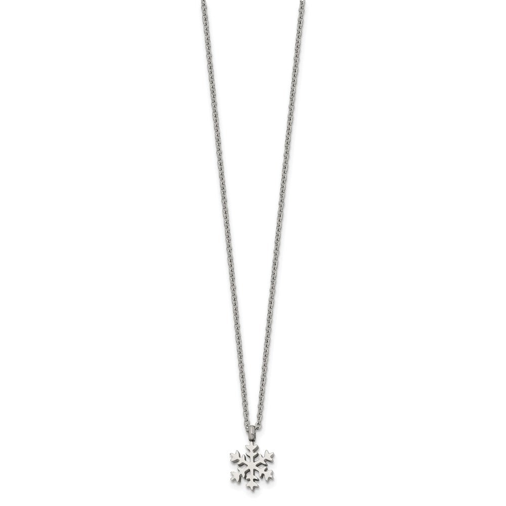 Chisel Stainless Steel Polished Snowflake Pendant on a 20.25 inch Plus 1 inch Extension Cable Chain Necklace