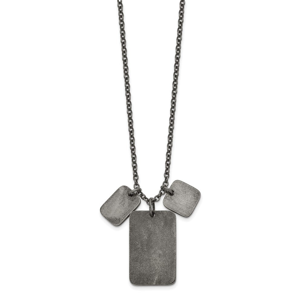 Chisel Stainless Steel Antiqued and Polished Dog Tags on a 27.5 inch Cable Chain Necklace