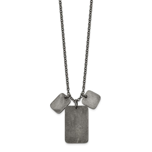 Chisel Stainless Steel Antiqued and Polished Dog Tags on a 27.5 inch Cable Chain Necklace