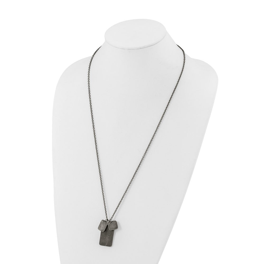 Chisel Stainless Steel Antiqued and Polished Dog Tags on a 27.5 inch Cable Chain Necklace