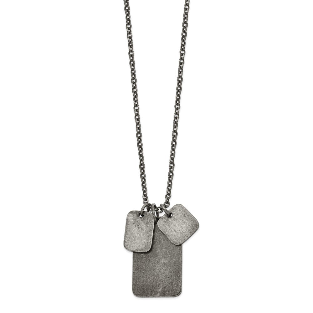 Chisel Stainless Steel Antiqued and Polished Dog Tags on a 27.5 inch Cable Chain Necklace