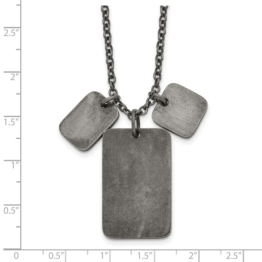 Chisel Stainless Steel Antiqued and Polished Dog Tags on a 27.5 inch Cable Chain Necklace