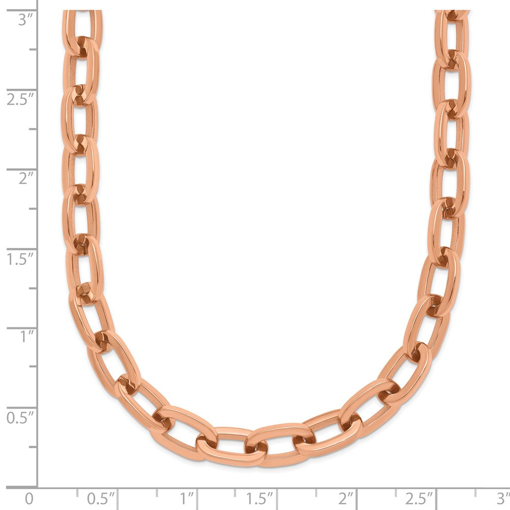 Chisel Stainless Steel Polished Rose IP-plated 16 inch Plus a 2.5 inch Extension Cable Link Necklace