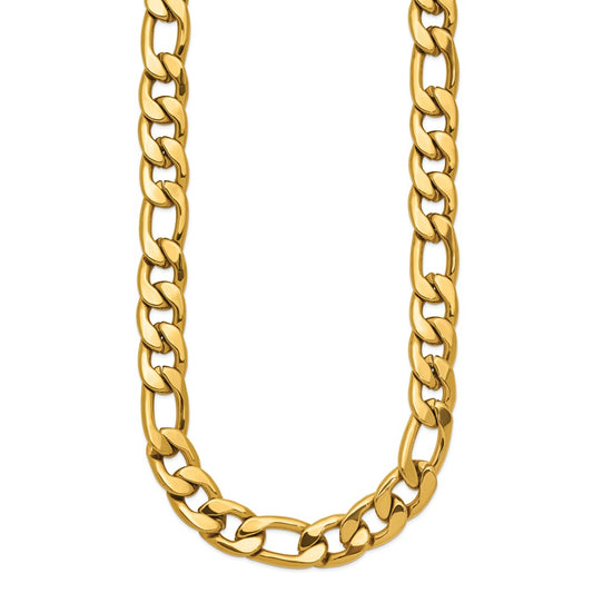 Chisel Stainless Steel Polished Yellow IP-plated 19.5 inch Plus a 2.5 inch Extension Figaro Link Necklace
