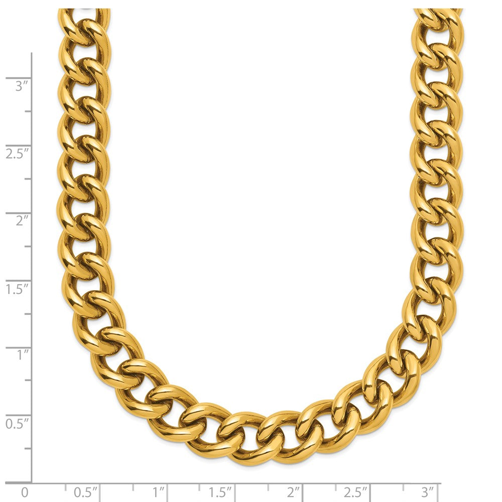 Chisel Stainless Steel Polished Yellow IP-plated 16 inch Plus a 2.5 inch Round Curb Link Necklace