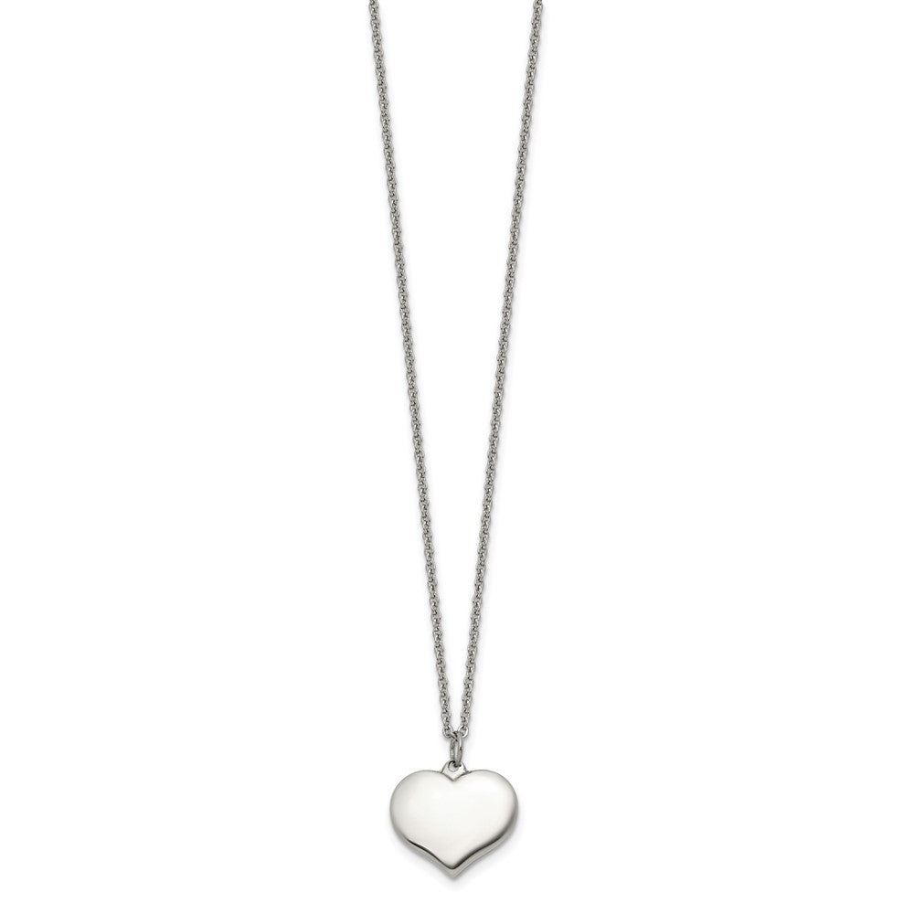 Chisel Stainless Steel Polished Heart Pendant on a 20.5 inch Plus 1 inch Extension Cable Chain Necklace