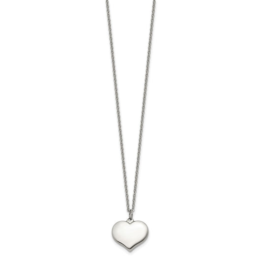 Chisel Stainless Steel Polished Heart Pendant on a 20.5 inch Plus 1 inch Extension Cable Chain Necklace