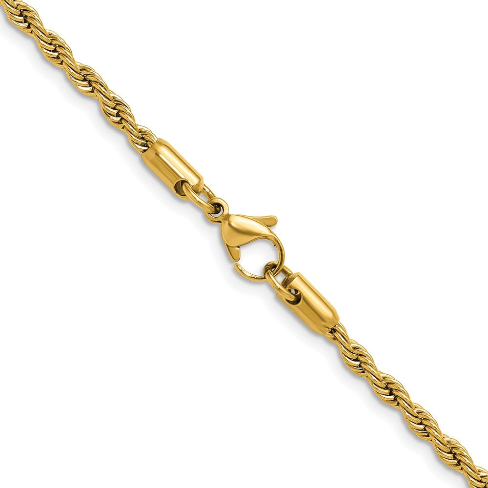Chisel Stainless Steel Polished Yellow IP-plated 3mm 18 inch Rope Chain