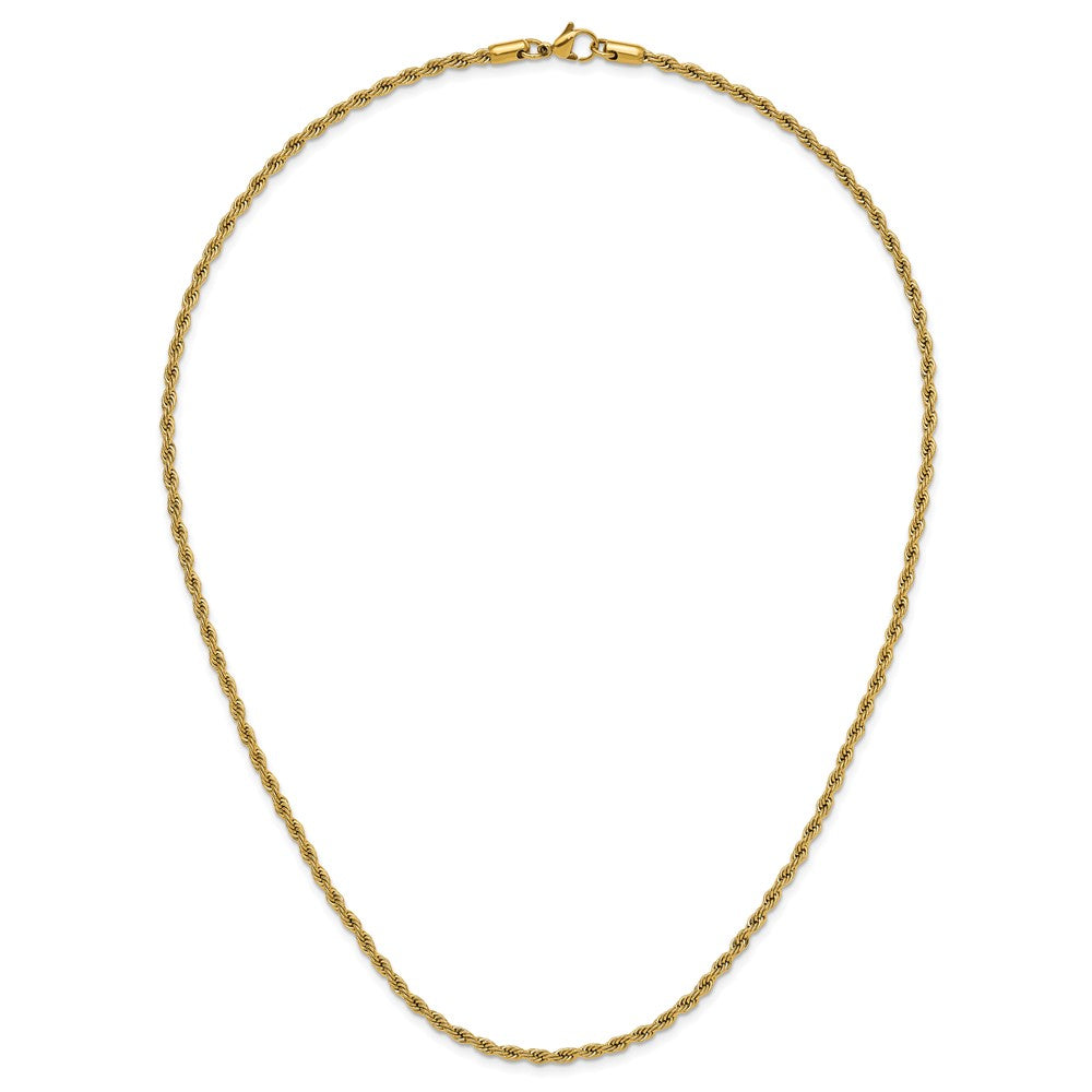 Chisel Stainless Steel Polished Yellow IP-plated 3mm 22 inch Rope Chain