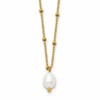 Chisel Stainless Steel Polished Yellow IP-plated Imitation Pearl on a Beaded 16 inch Plus 2 inch Extension Cable Chain Necklace