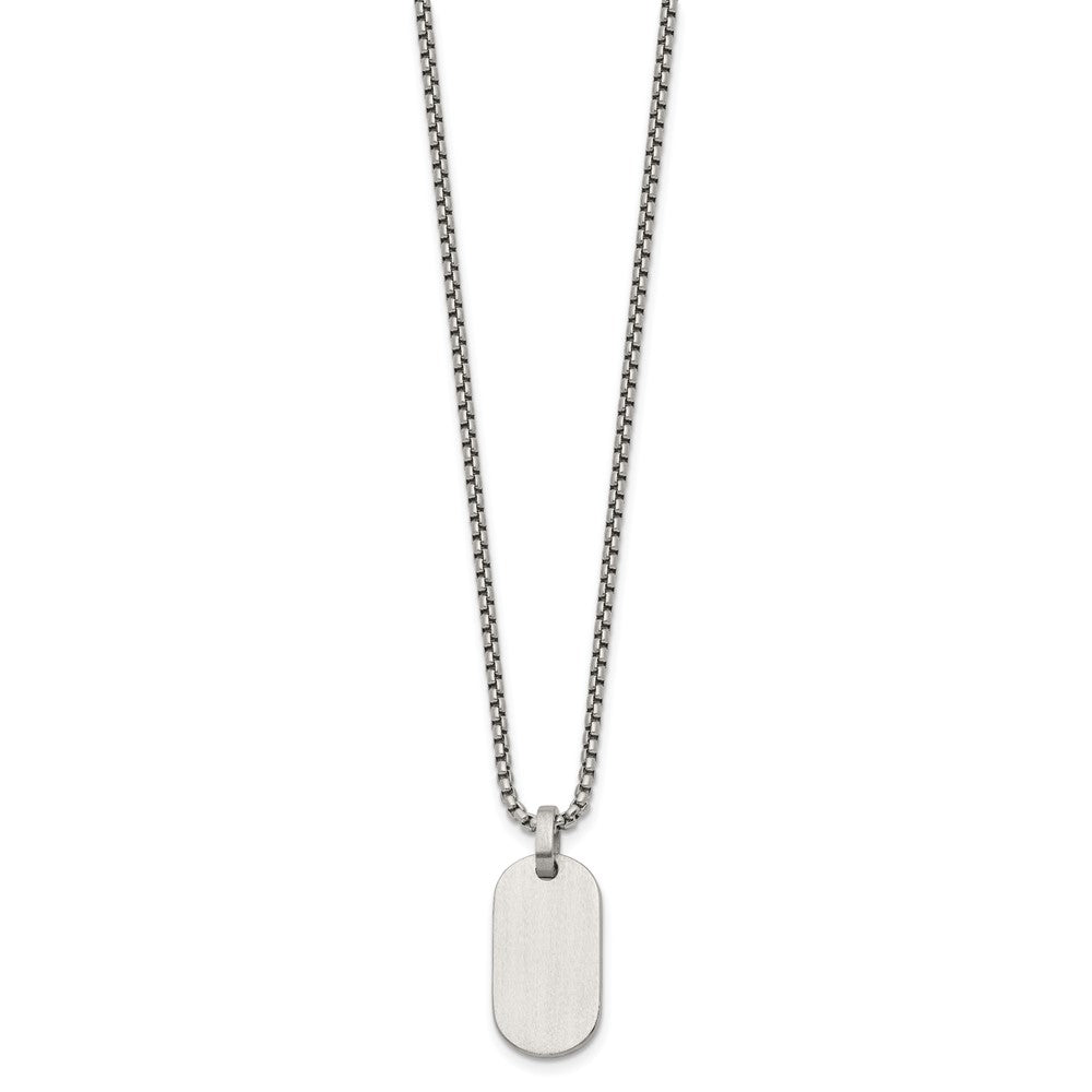 Chisel Stainless Steel Brushed with Polished Edges Dog Tag on a 22 inch Box Chain Necklace