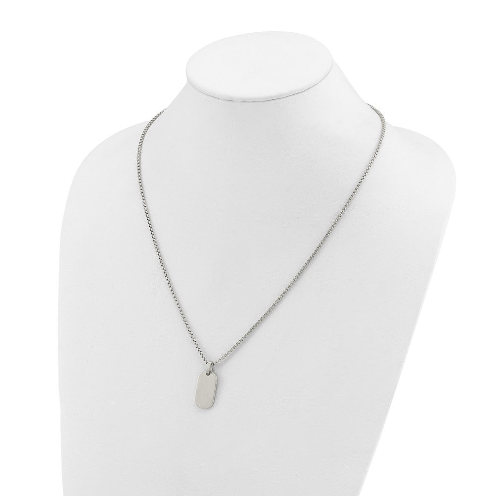 Chisel Stainless Steel Brushed with Polished Edges Dog Tag on a 22 inch Box Chain Necklace