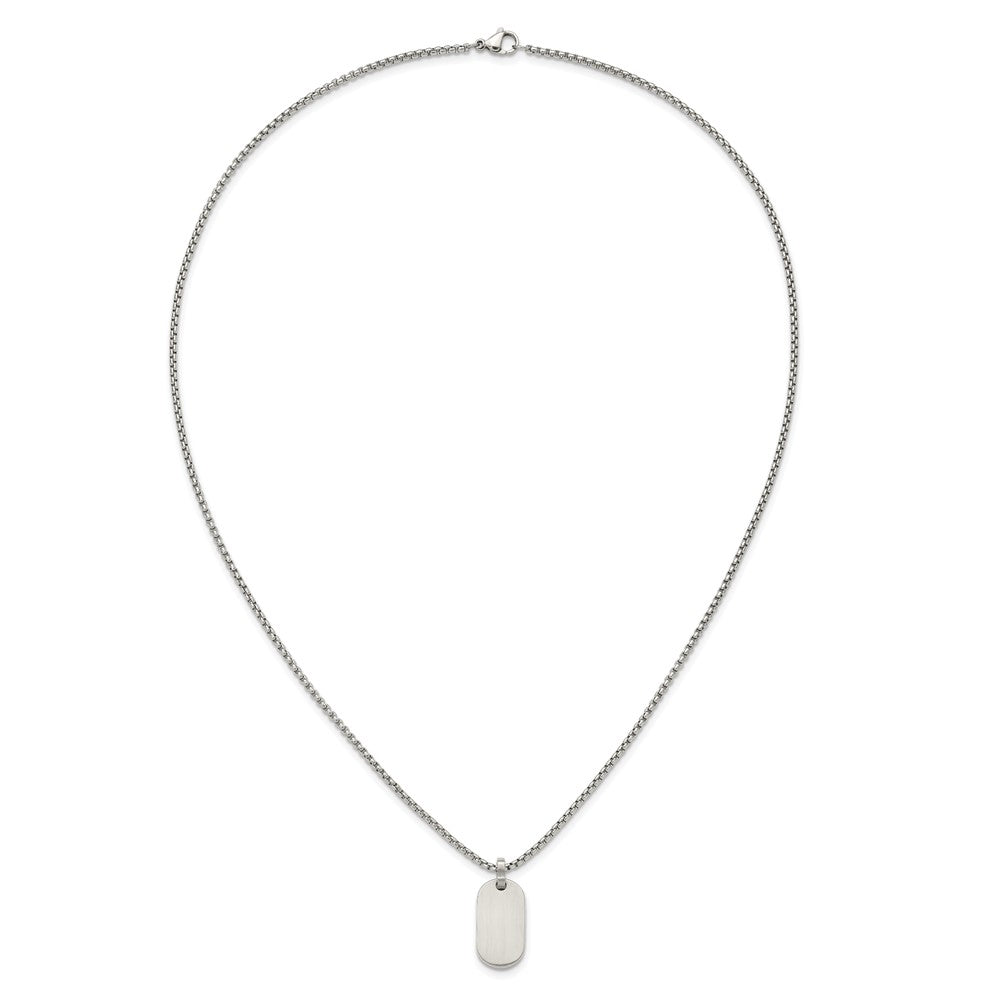 Chisel Stainless Steel Brushed with Polished Edges Dog Tag on a 22 inch Box Chain Necklace