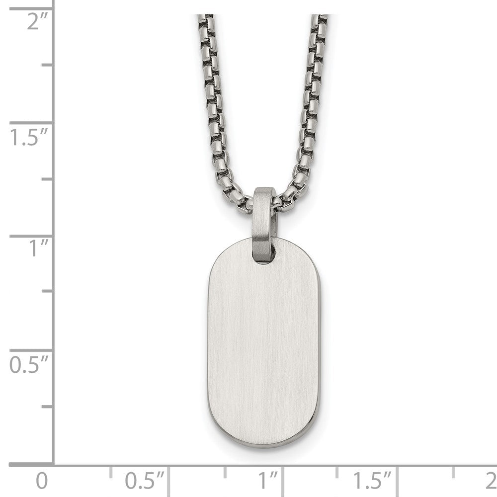 Chisel Stainless Steel Brushed with Polished Edges Dog Tag on a 22 inch Box Chain Necklace