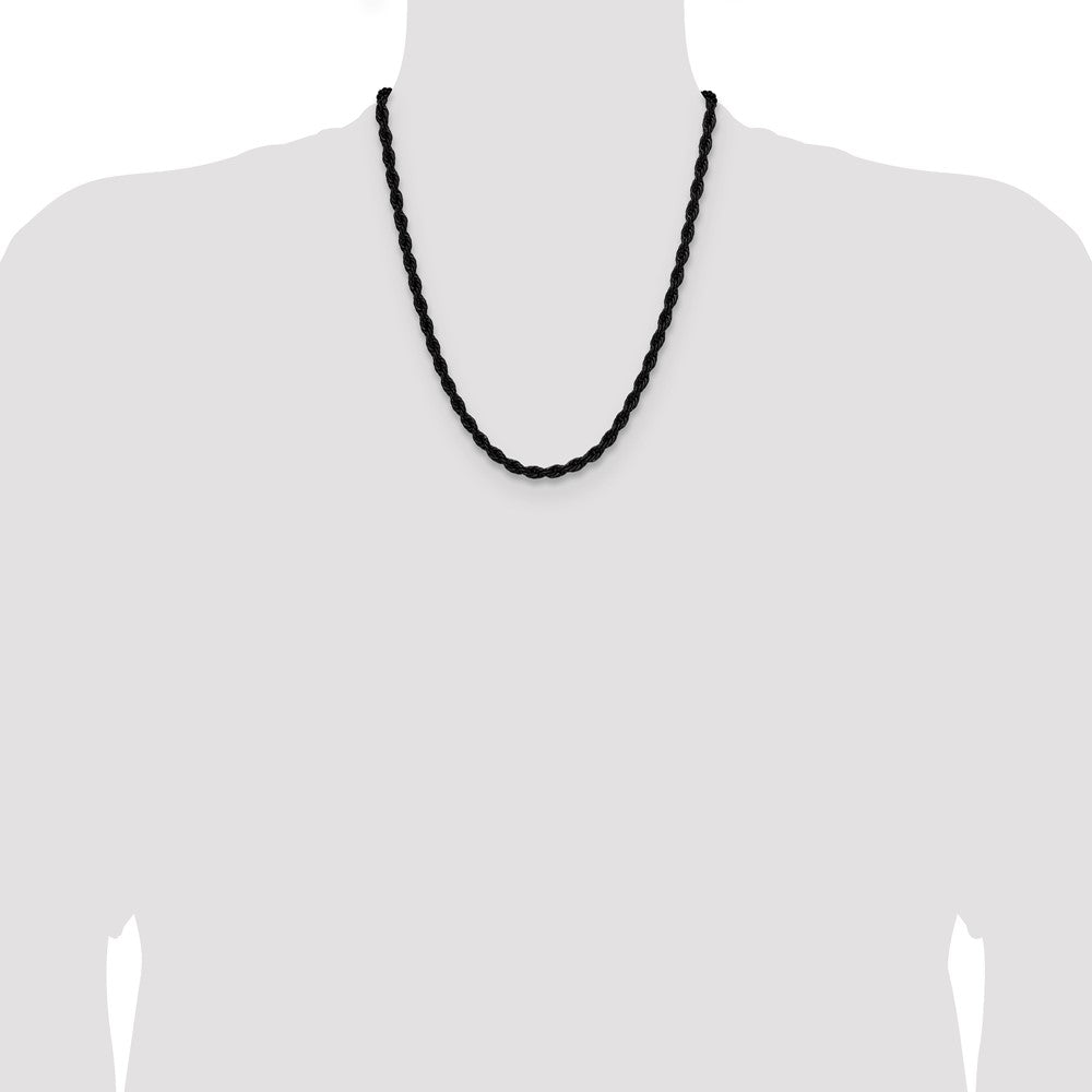 Chisel Stainless Steel Polished Black IP-plated 5mm 22 inch Rope Chain