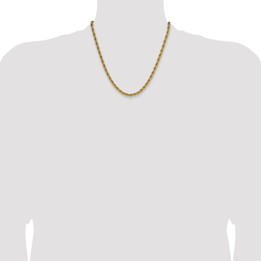 Chisel Stainless Steel Polished Yellow IP-plated 5mm 20 inch Rope Chain