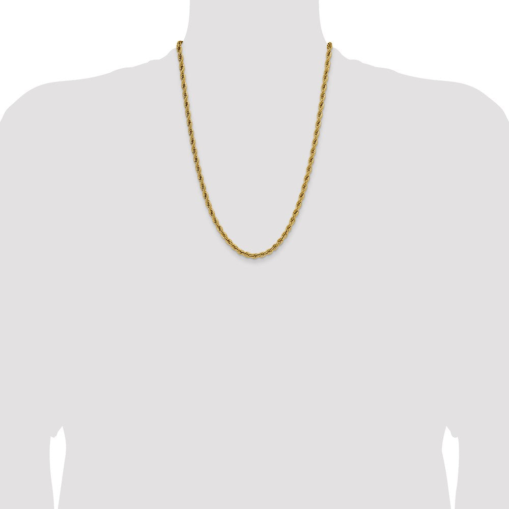 Chisel Stainless Steel Polished Yellow IP-plated 5mm 24 inch Rope Chain