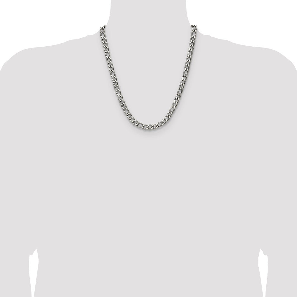 Chisel Stainless Steel Polished 7.5mm 22 inch Figaro Chain