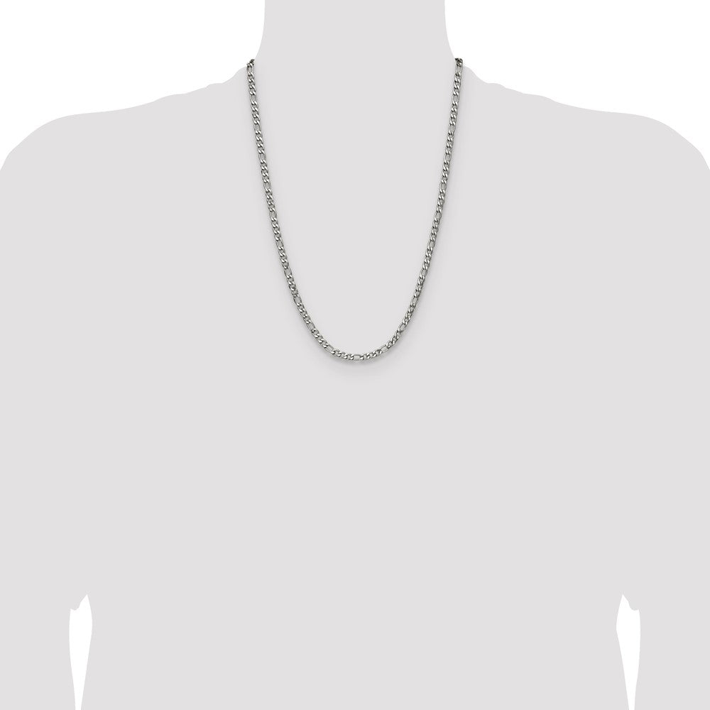Chisel Stainless Steel Polished 4.5mm 24 inch Figaro Chain