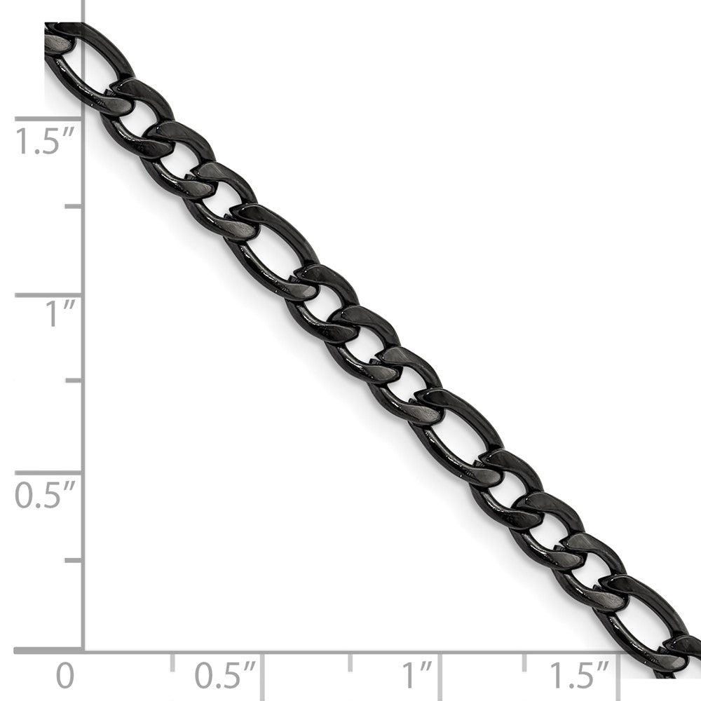 Chisel Stainless Steel Polished Black IP-plated 4.5mm 24 inch Figaro Chain