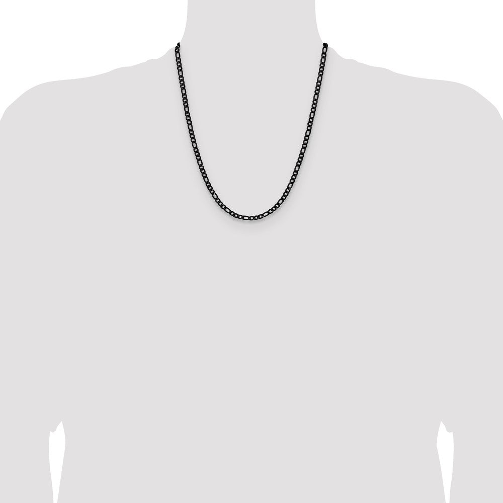 Chisel Stainless Steel Polished Black IP-plated 4.5mm 22 inch Figaro Chain