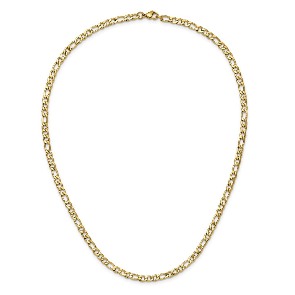 Chisel Stainless Steel Polished Yellow IP-plated 4.5mm 20 inch Figaro Chain