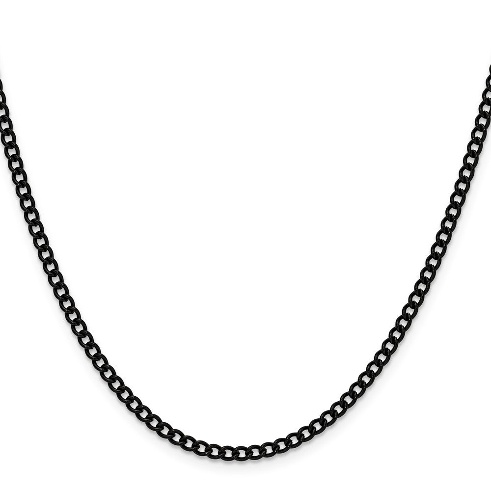 Chisel Stainless Steel Polished Black IP-plated 3mm 24 inch Round Curb Chain