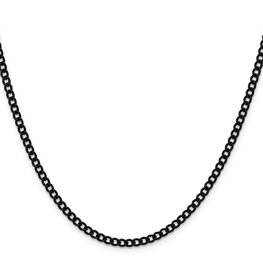 Chisel Stainless Steel Polished Black IP-plated 3mm 24 inch Round Curb Chain