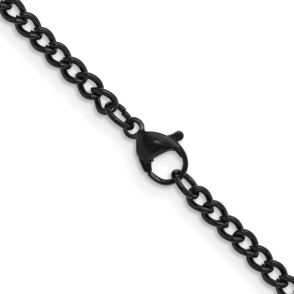 Chisel Stainless Steel Polished Black IP-plated 3mm 24 inch Round Curb Chain