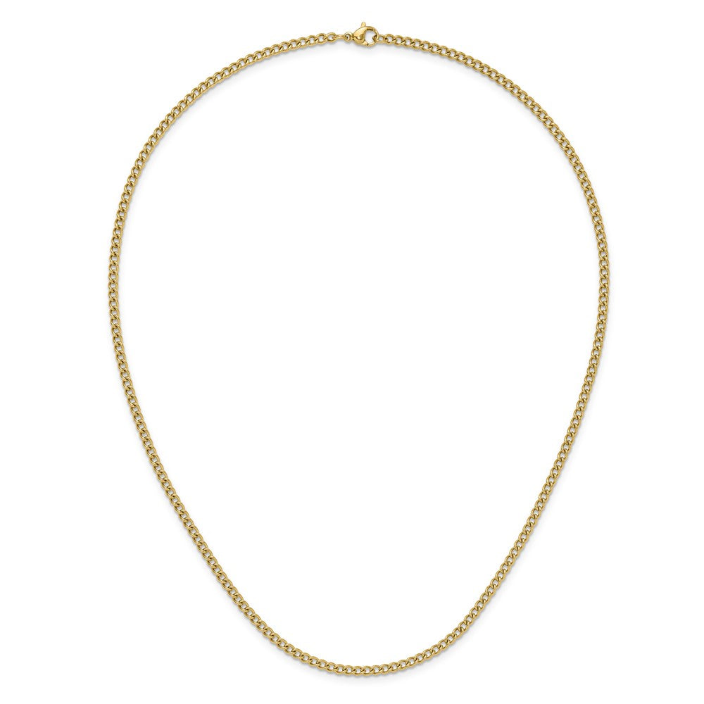 Chisel Stainless Steel Polished Yellow IP-plated 3mm 20 inch Round Curb Chain