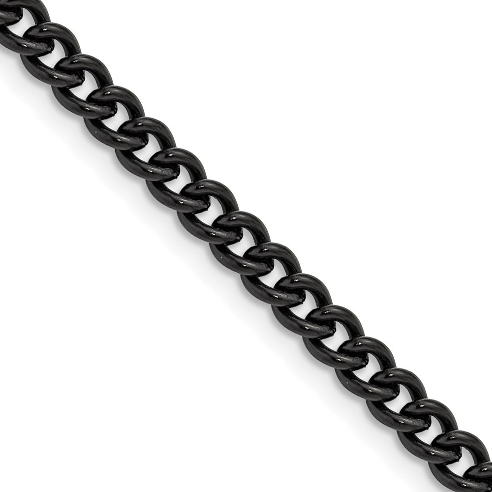 Chisel Stainless Steel Polished Black IP-plated 4.5mm 22 inch Round Curb Chain