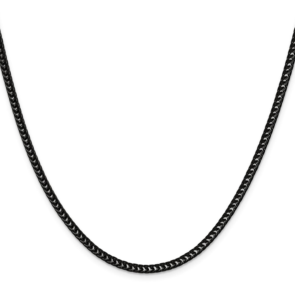 Chisel Stainless Steel Polished Black IP-plated 3.2mm 22 inch Square Wheat Chain