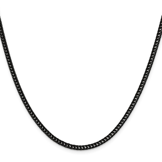 Chisel Stainless Steel Polished Black IP-plated 3.2mm 22 inch Square Wheat Chain