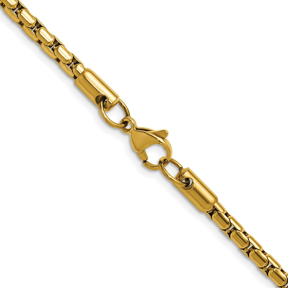 Chisel Stainless Steel Polished Yellow IP-plated 3.5mm 20 inch Elongated Round Box Chain
