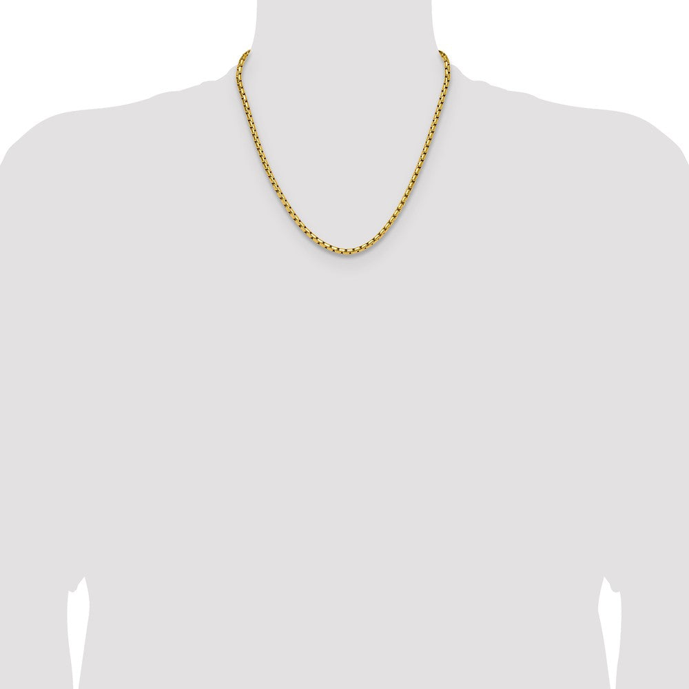 Chisel Stainless Steel Polished Yellow IP-plated 3.5mm 20 inch Elongated Round Box Chain
