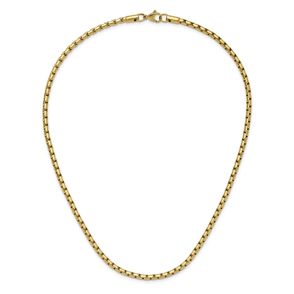 Chisel Stainless Steel Polished Yellow IP-plated 3.5mm 20 inch Elongated Round Box Chain