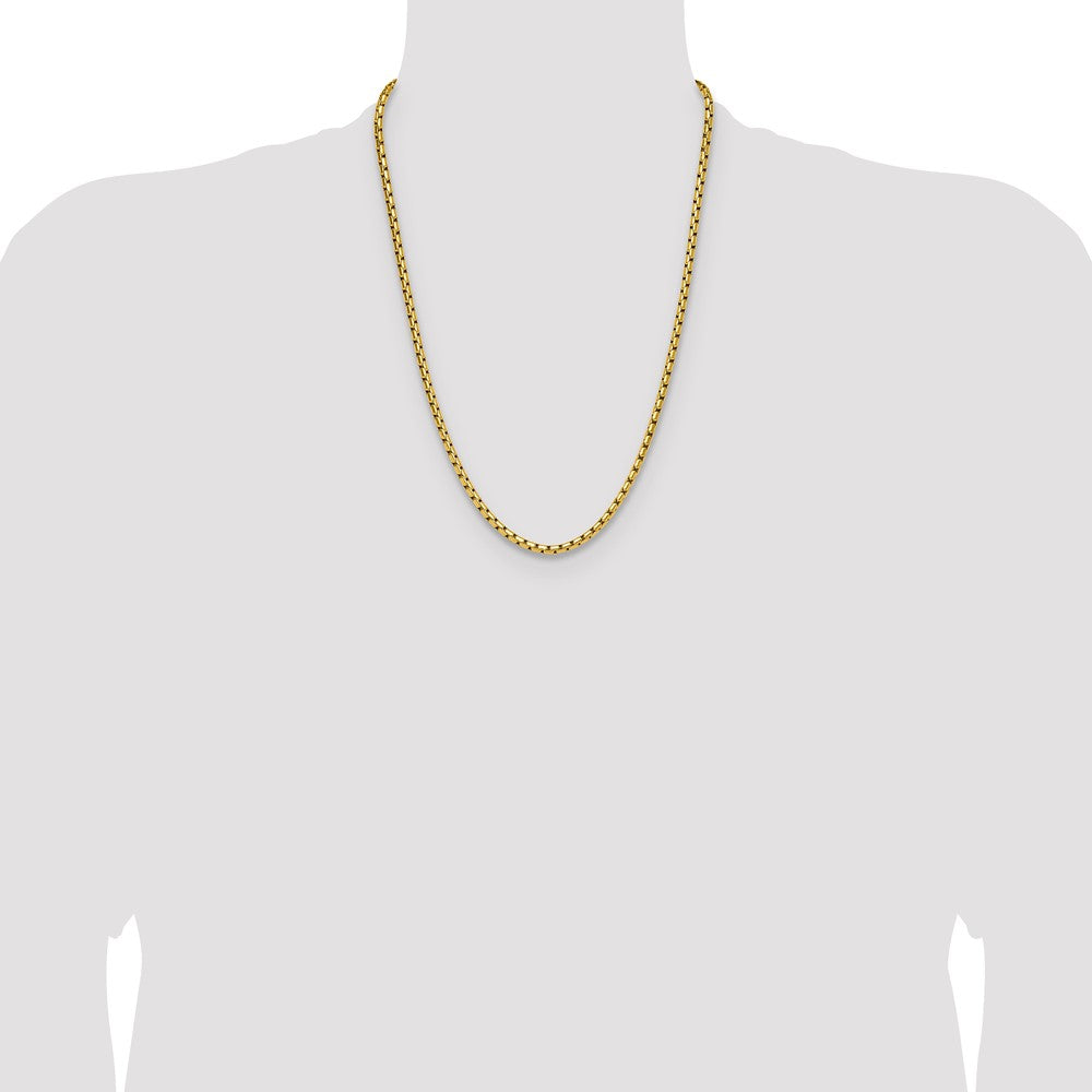 Chisel Stainless Steel Polished Yellow IP-plated 3.5mm 24 inch Elongated Round Box Chain