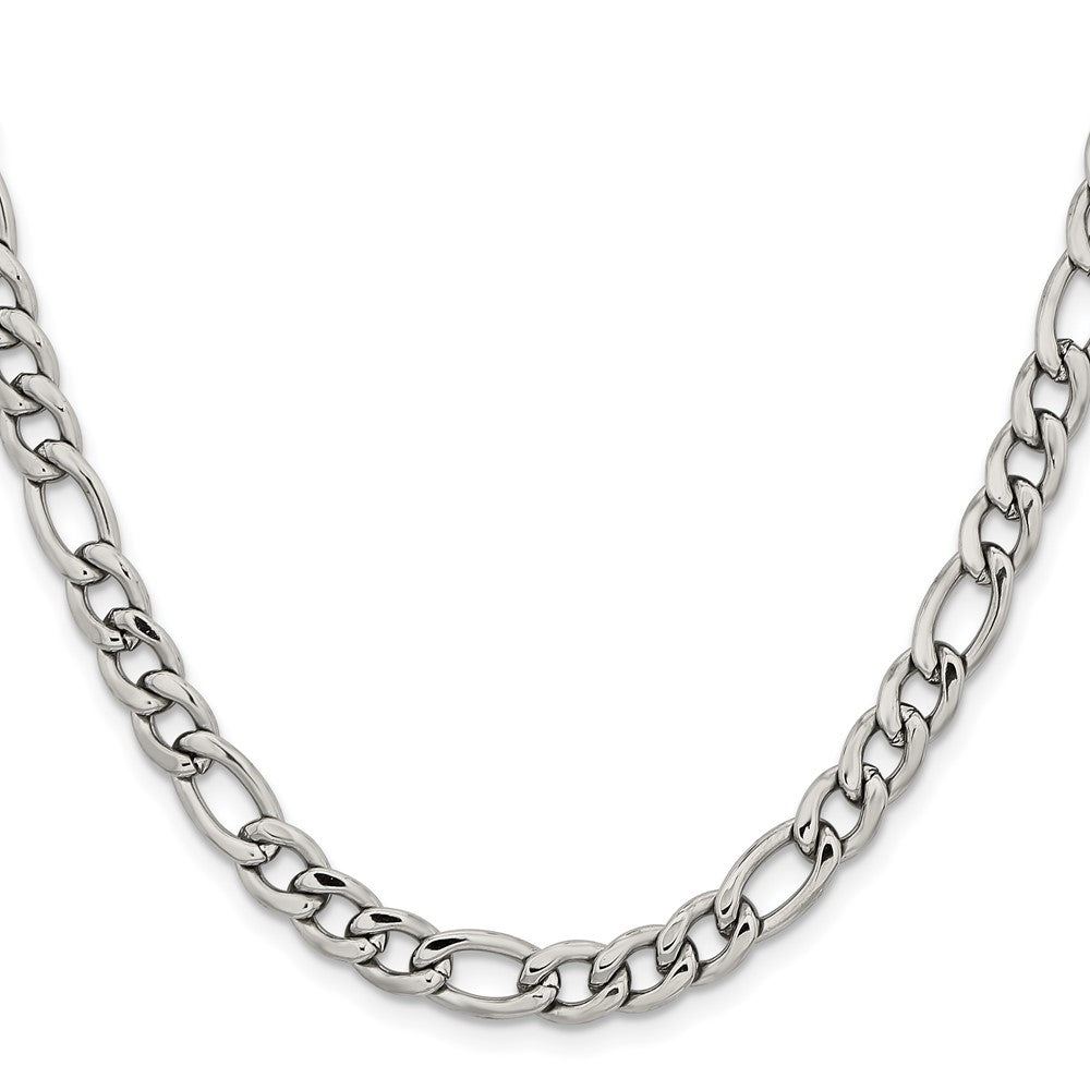 Chisel Stainless Steel Polished 6.75mm 22 inch Figaro Chain