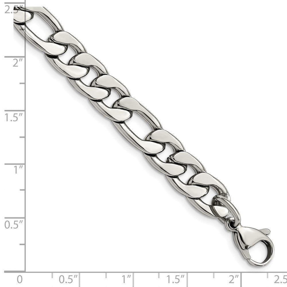 Chisel Stainless Steel Polished 8.75mm 9 inch Figaro Chain