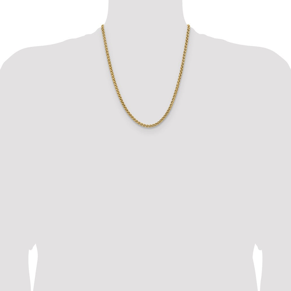 Chisel Stainless Steel Polished Yellow IP-plated 4mm 22 inch Wheat Chain