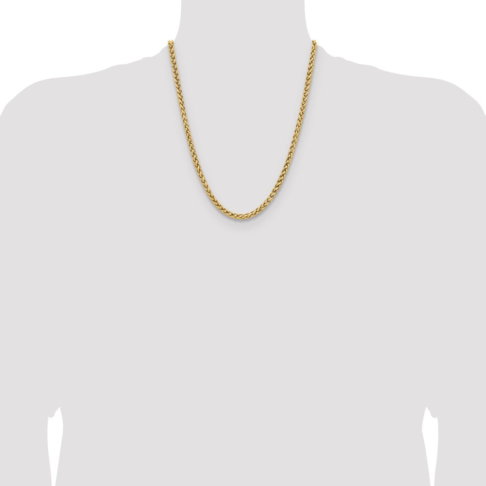 Chisel Stainless Steel Polished Yellow IP-plated 5mm 22 inch Wheat Chain