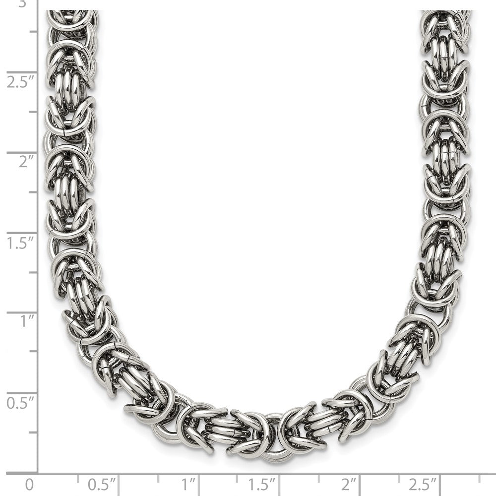 Chisel Stainless Steel Polished 18 inch Byzantine Link Necklace