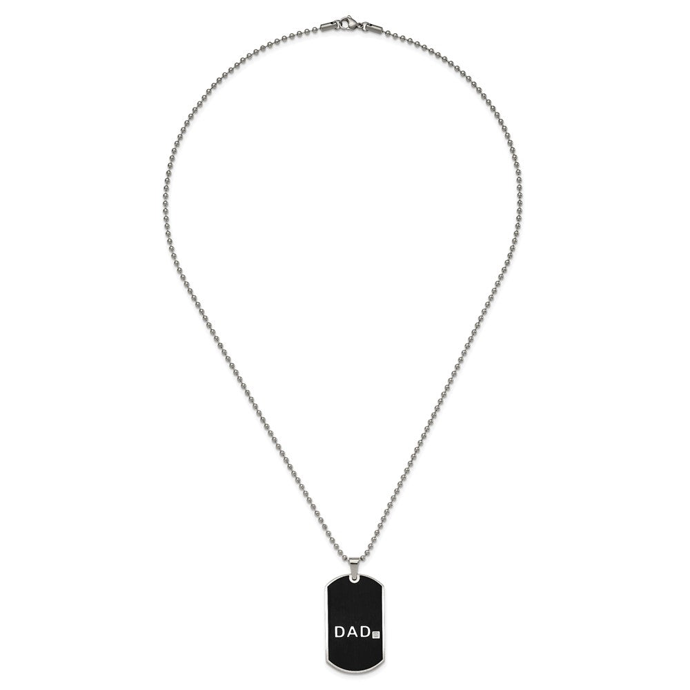 Chisel Stainless Steel Brushed Black IP-plated with CZ DAD 8.75 inch Bracelet and 24 inch Necklace Set