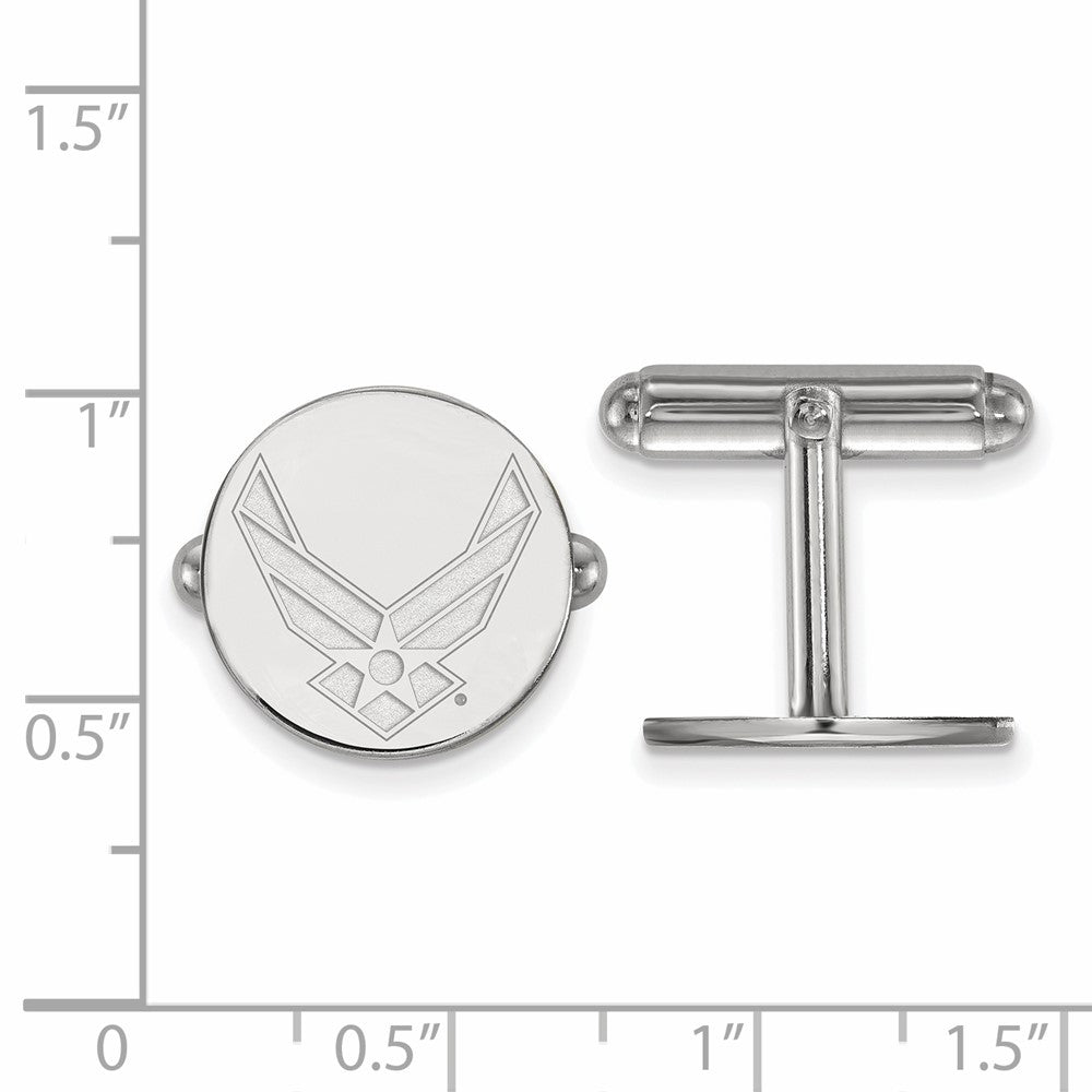 Sterling Silver Rhodium-plated LogoArt U.S. Air Force Cuff Links
