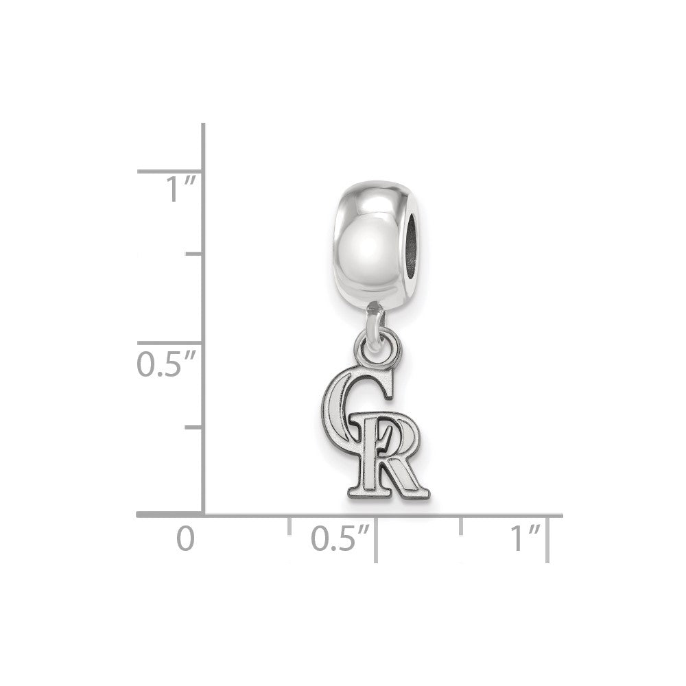 Sterling Silver Rhodium Plated Major League Baseball LogoArt Colorado Rockies Dangle Bead