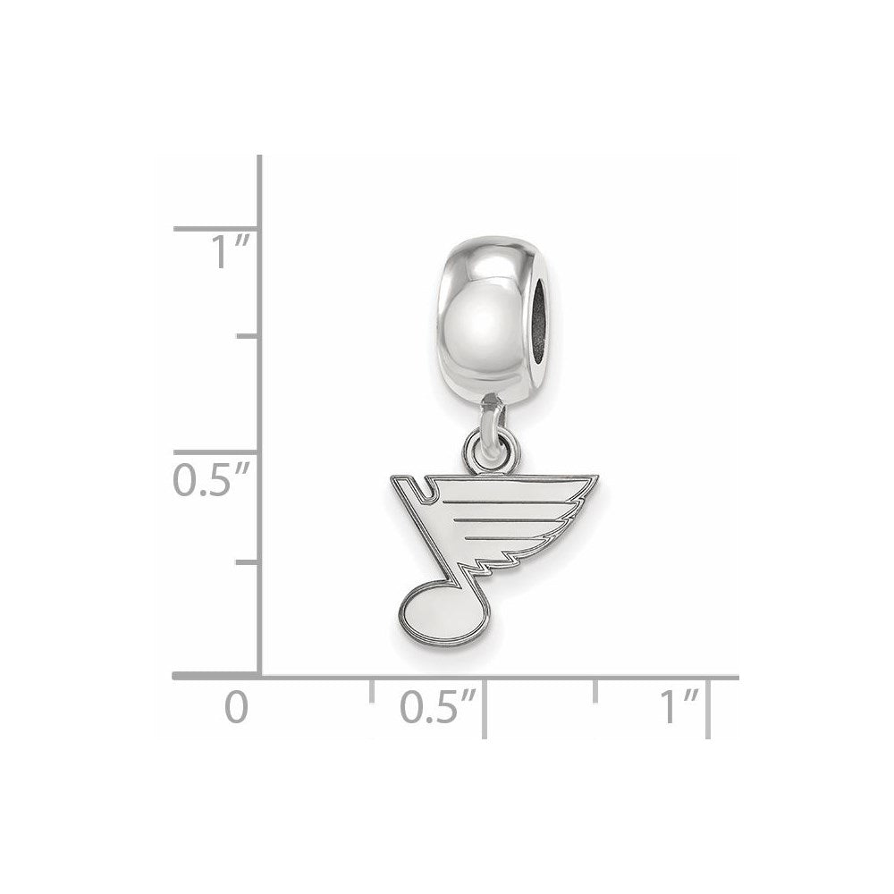 Sterling Silver Rhodium-plated NHL LogoArt St. Louis Blues Extra Small Dangle Bead Charm