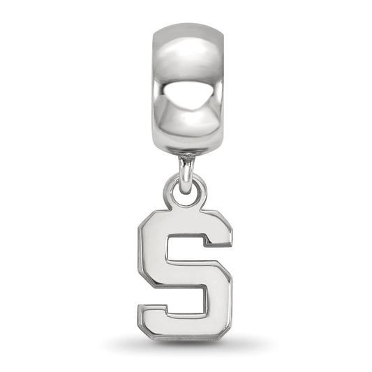 Sterling Silver Rhodium-plated LogoArt Michigan State University Letter S Extra Small Dangle Bead Charm