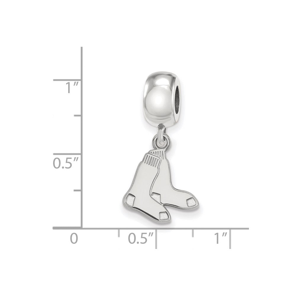Sterling Silver Rhodium Plated Major League Baseball LogoArt Boston Red Sox Small Dangle Bead