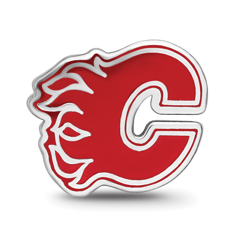Sterling Silver NHL LogoArt Calgary Flames Letter C Enameled Bead