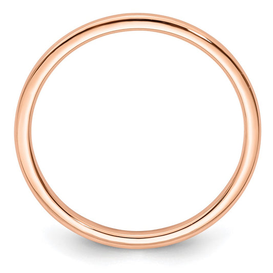 14K Rose Gold 1.2mm Half Round Polished Stackable Band Size 9